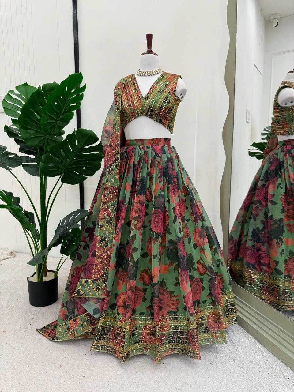Organza Thread Work Lehenga - MYLUXURY LANE ENTERPRISE